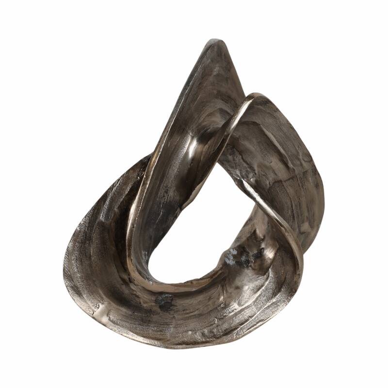 Metal Sculpture with Abstract Swirl Metallic Finish Accent - 10" Gold - 10" x 4" x 10"