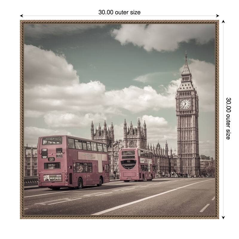 Typical London by Melanie Viola Framed Canvas Wall Art Print - 30 x 30 in