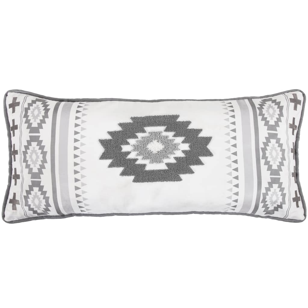 Paseo Road by HiEnd Accents Free Spirit Gray Boho Aztec Lumbar Pillow, 15" x 35"