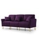 Purple Velvet Round Arm Loveseat 3 Seat Sofa with 2 Purple Throw ...