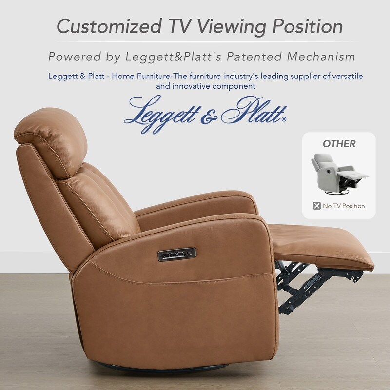 Spruce & Spring Kinsley Triple Motor Leather Power Swivel Recliner
