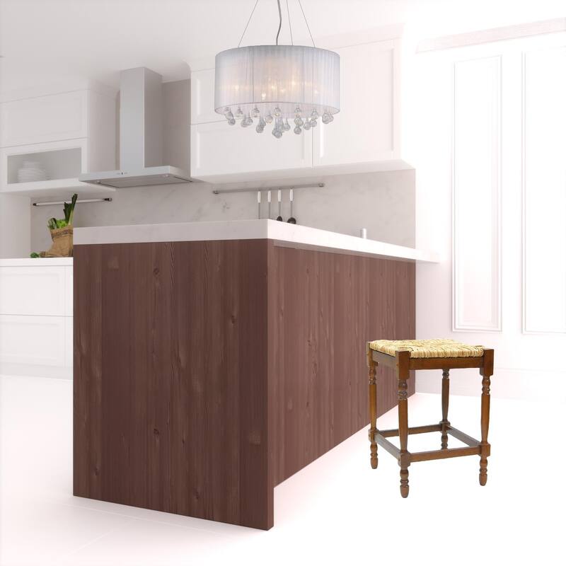 HomeRoots 24" Natural And Brown Solid Wood Backless Counter Height Bar Chair With Footrest - 16.5