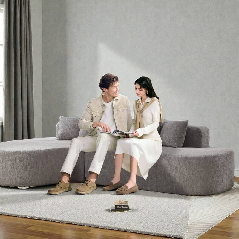 112.2" L-Shaped Boneless Sectional Sofa with Chaise, Chenille Upholstery, Memory Foam, No Assembly