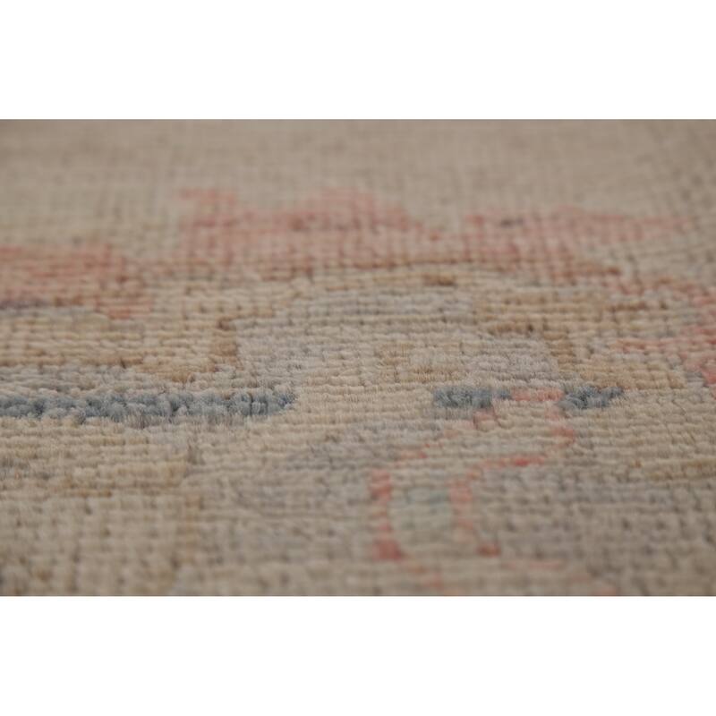 Floral Vegetable Dye Oushak Turkish Area Rug Handmade Wool Carpet - 8'8"x 11'9"