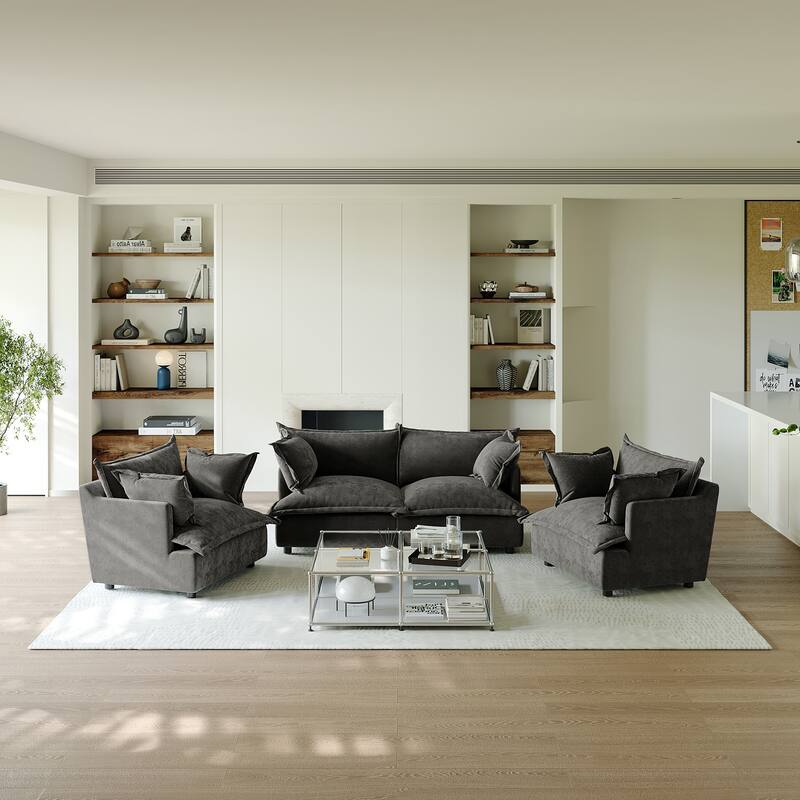 Comfy Cloud Oversized Chenille Modular Sectional Sofa Armchair Set