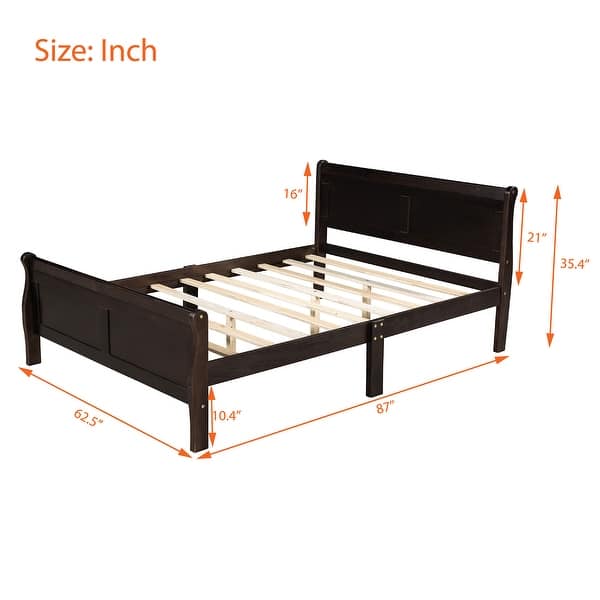 Classic Wood Platform Bed with Headboard & Footboard, Queen Bed Frame