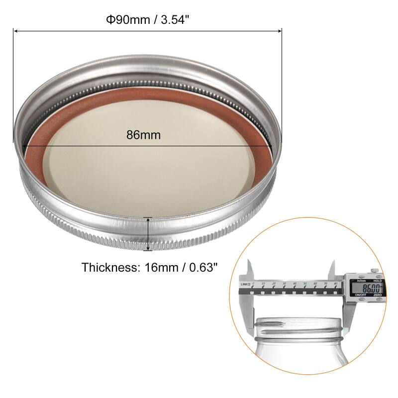 Canning Lids, 12 Sets - Tinplate Split-Type Regular Mouth with Date - Silver - 86mm