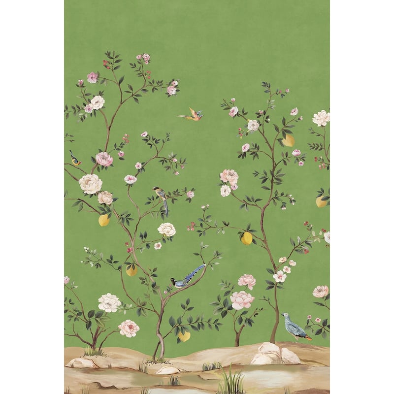 Daisy Bennett Designs Blossom Chinoiserie Peel and Stick Wall Mural - 81 in W x 10 ft. L - 81 in W x 10 ft. L - Green