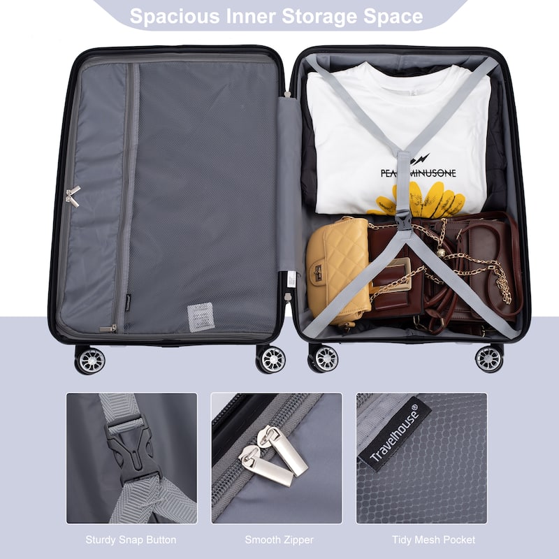 Hardshell 3 Piece PP Luggage Sets, Lightweight Durable Luggage Set with TSA Lock