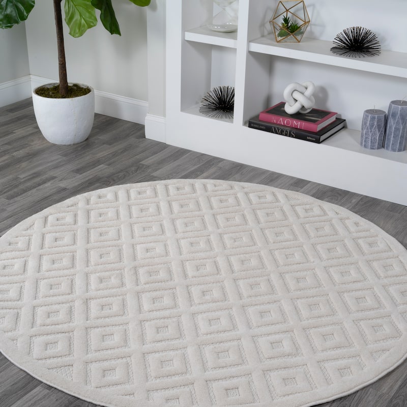 JONATHAN Y Ankara Neutral Diamond Trellis Indoor/Outdoor Area Rug