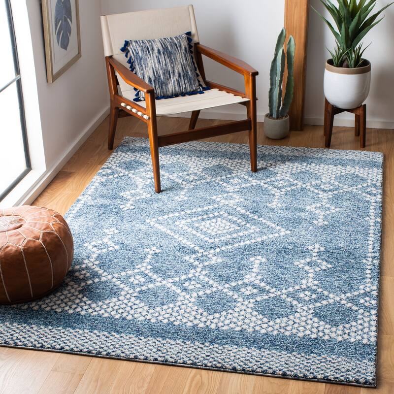 SAFAVIEH Tunisia Queen Moroccan Rug - 5'3" x 7'7" - Navy/Ivory
