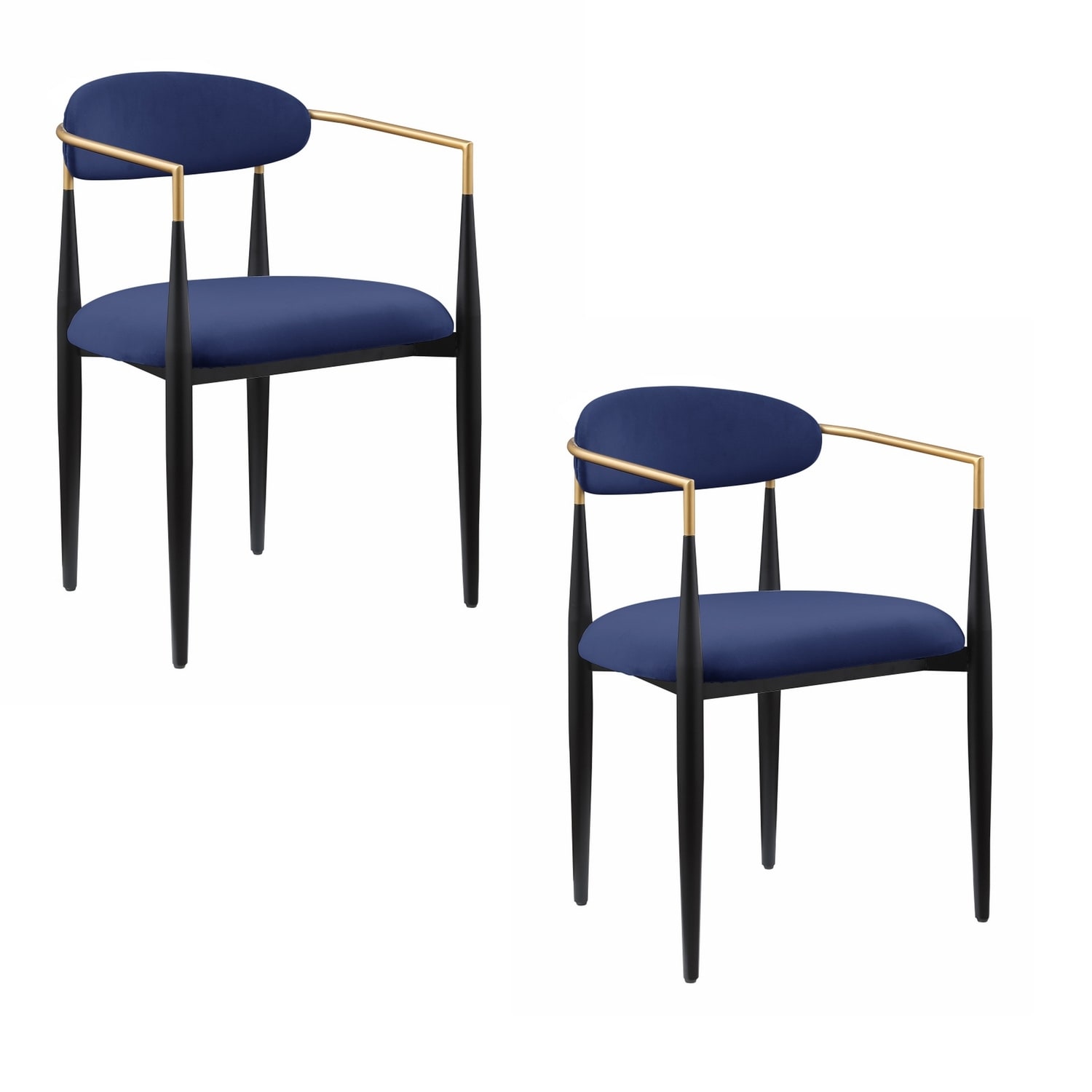 Black and Gold/Blue Fabric Upholstered Metal Frame Dining Chair, Set of 2, Sturdy Dining Chair for Dining Rooms - 22.75