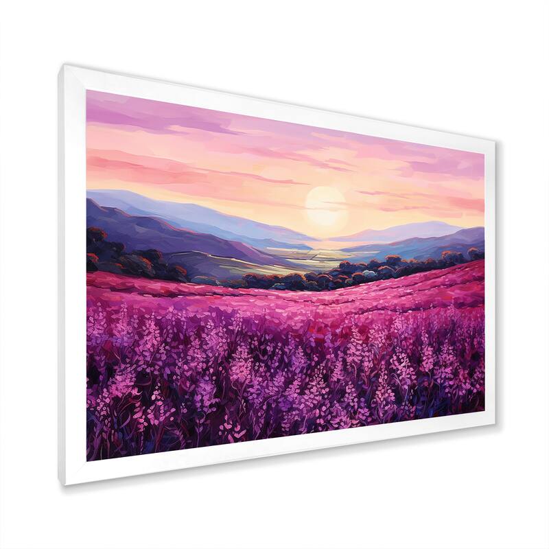 Designart "Bloomed Flower Horizons At Sunset I" Flower Framed Wall Art Prints