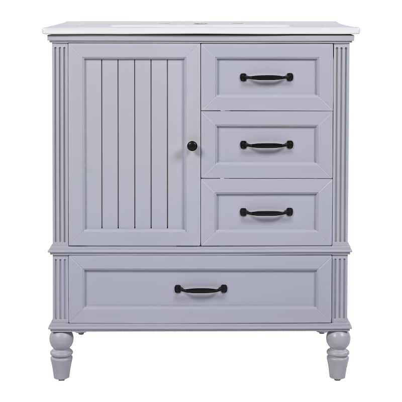 30" Bathroom Vanity with Sink, Bathroom Cabinet with A Door - GREY