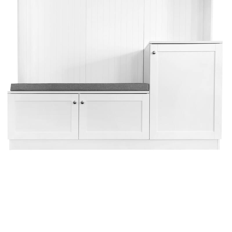 Hall Tree With Comfort And Storage Solutions, Functional Hallway Shoe Cabinet With Bench&Cushion,Coat Rack With Hooks
