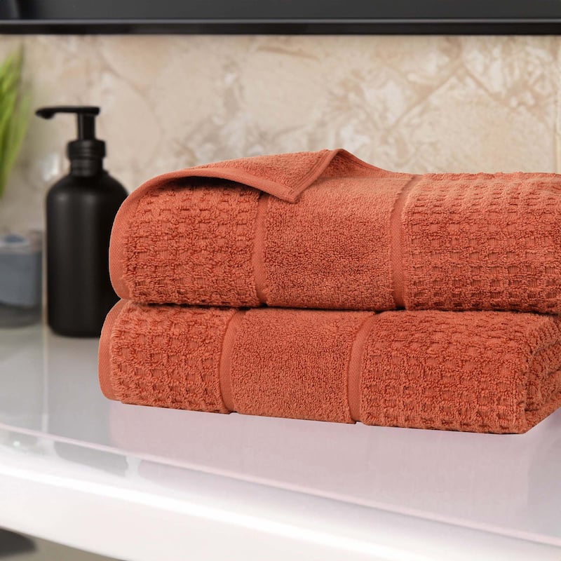 Superior Napa Zero Twist Cotton Soft Waffle Bath Sheet Set of 2