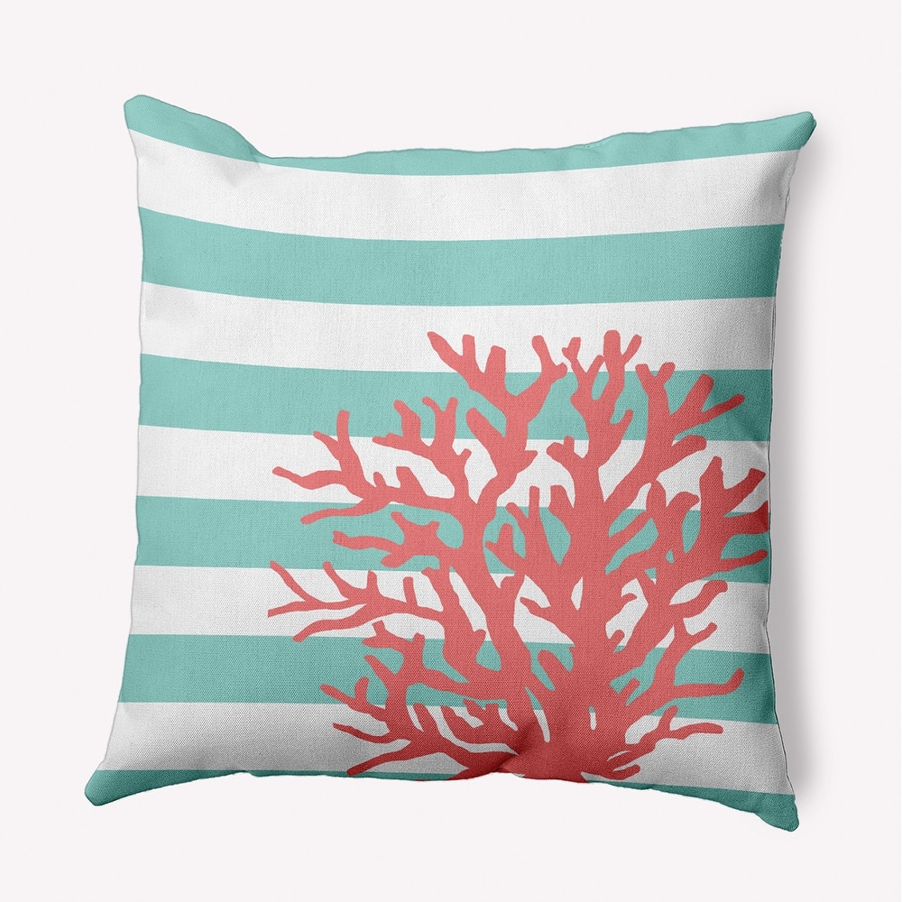 Coral and Stripes Decorative Throw Pillow
