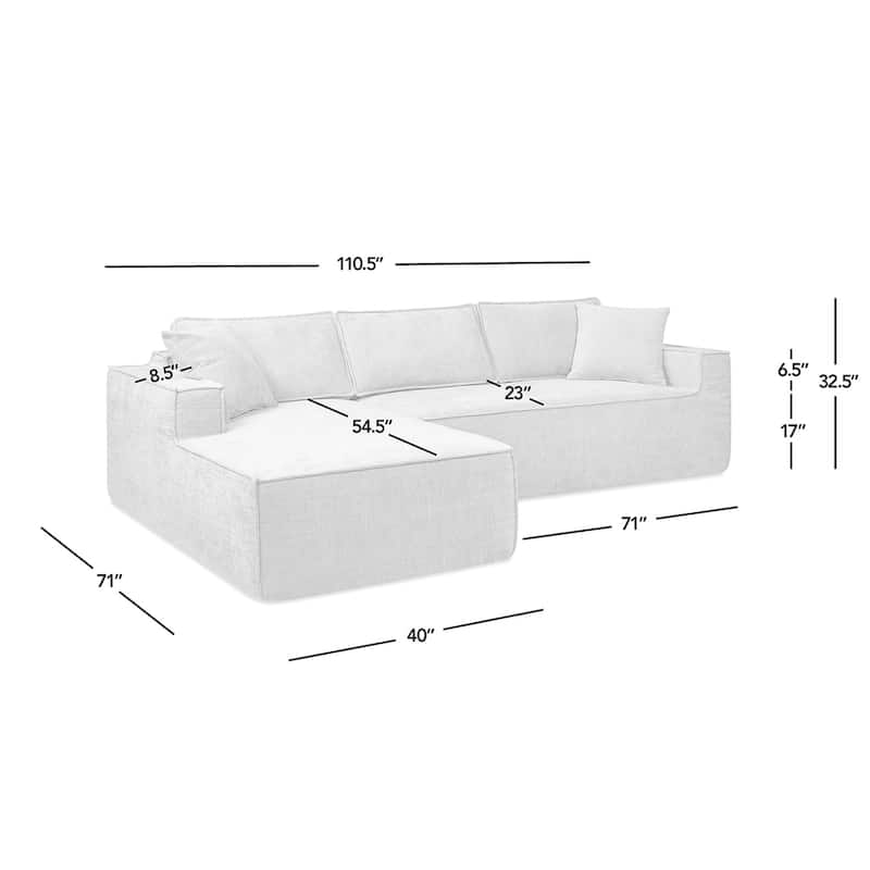Brenley 110.5" Sofa-in-a-Box Chenille Upholstered Frameless 2-Piece Sectional Sofa