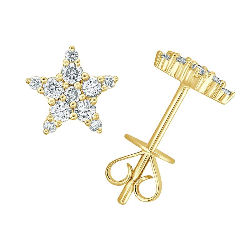 Joelle Collection Diamond Star Studs Earrings 14K Gold 1/3ct TDW - s Diamond Earrings - Yellow