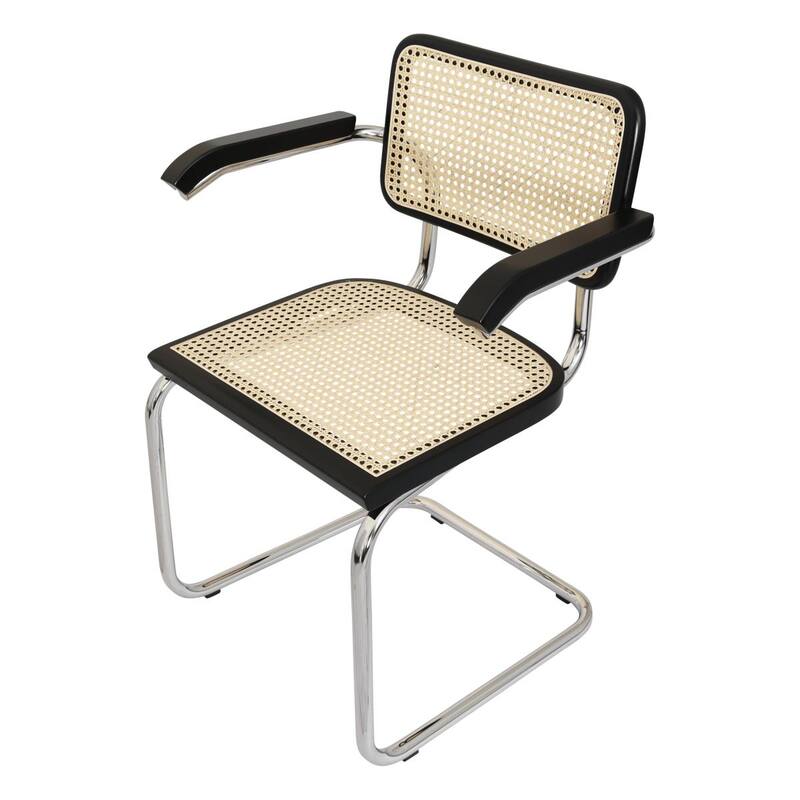 Breuer Chair Company Marcel Breuer Cesca Cane Cantilever Armchair Arm Chair w/ Chrome Steel Frame (Various Wood & Cane Colors)