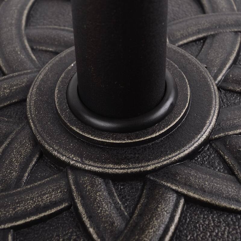 22in. 42 lbs. Round Resin Patio Umbrella Base Holder with Pattern and Easy Setup for 1.5, 1.89 in. Pole in Bronze