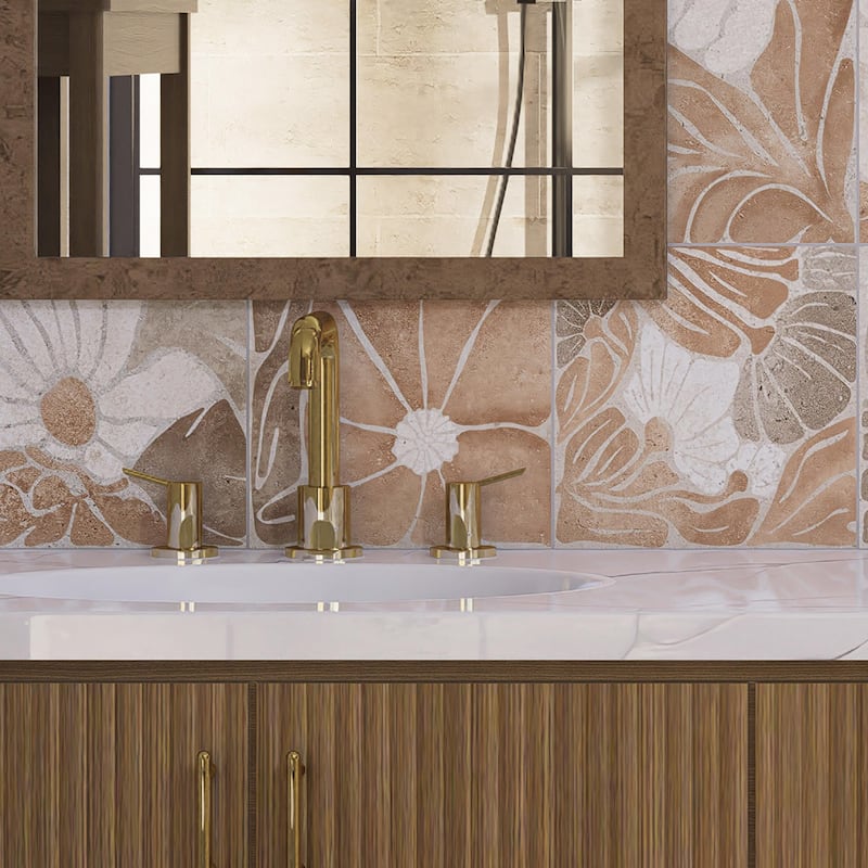Merola Tile Adagio Decor Fiori 9-3/4" x 9-3/4" Porcelain Floor and Wall Tile