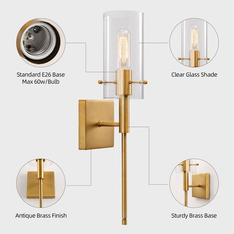 KAWOTI 5.5-in W 2-light Dimmable Wall Sconce Set(Set of 2)