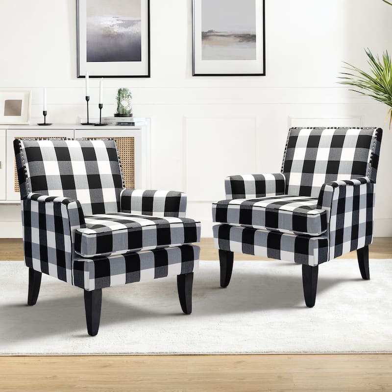 Akorda Classic Armchairs with Nailhead Trim and Solid Wood Legs Set of 2 by HULALA HOME