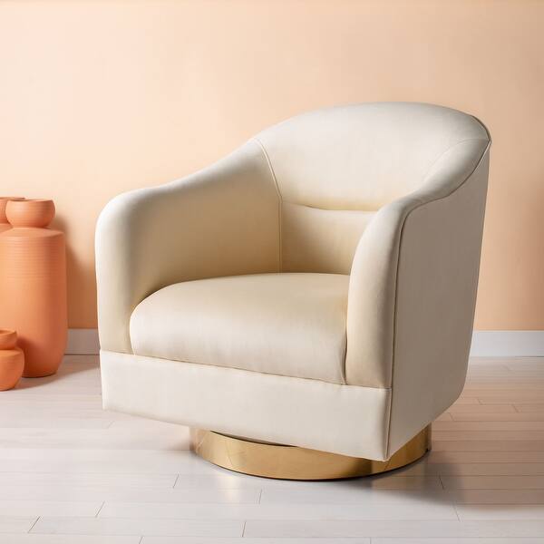 Shop Black Friday Deals On Safavieh Couture Madelyn Velvet Barrel Chair 30 3 W X 34 3 L X 34 3 H 30 3 X34 3 X34 3 Overstock 28896096 Cream Gold