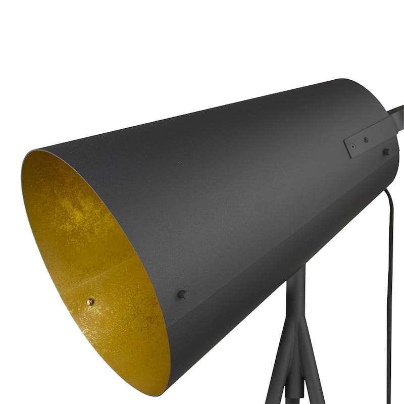 61-Inch Tripod Floor Lamp with Gray Metal Cone Shade and Foot Switch - 22” x 20.50” x 61”