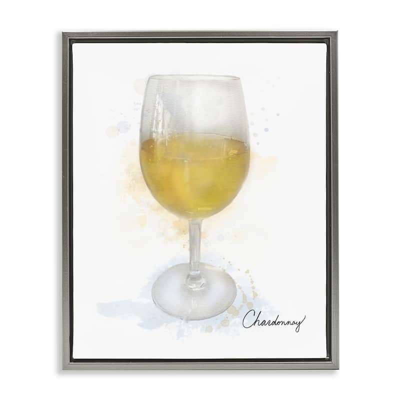 Stupell Modern Chardonnay in Glass Framed Floater Canvas Wall Art Design By Matthew Piotrowicz - 25 x 31 - Grey