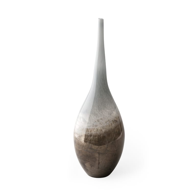 21'' Handcrafted Spun Glass Vase Multi-Tonal Blue, Gray, Taupe & White - 7" x 7" x 21"