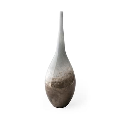 21'' Handcrafted Spun Glass Vase Multi-Tonal Blue, Gray, Taupe & White - 7" x 7" x 21"