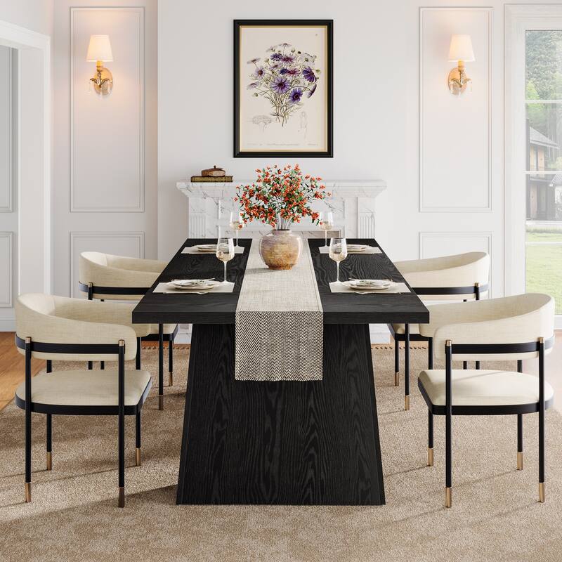 63 Inches Modern Black Rectangular Dining Table for Kitchen - 63" L x 31.1" W x 29.5" H