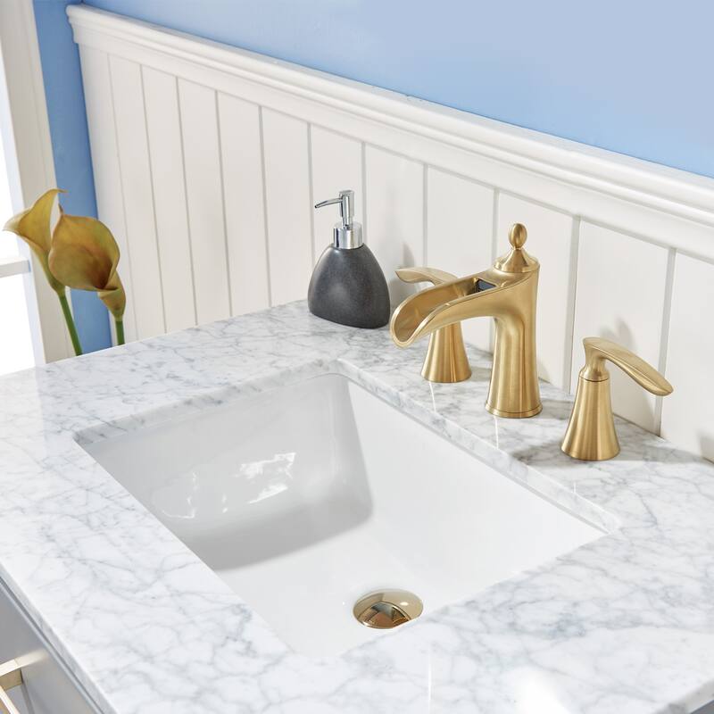 Altair Ivy Single Bathroom Vanity Set and Carrara White Countertop without Mirror