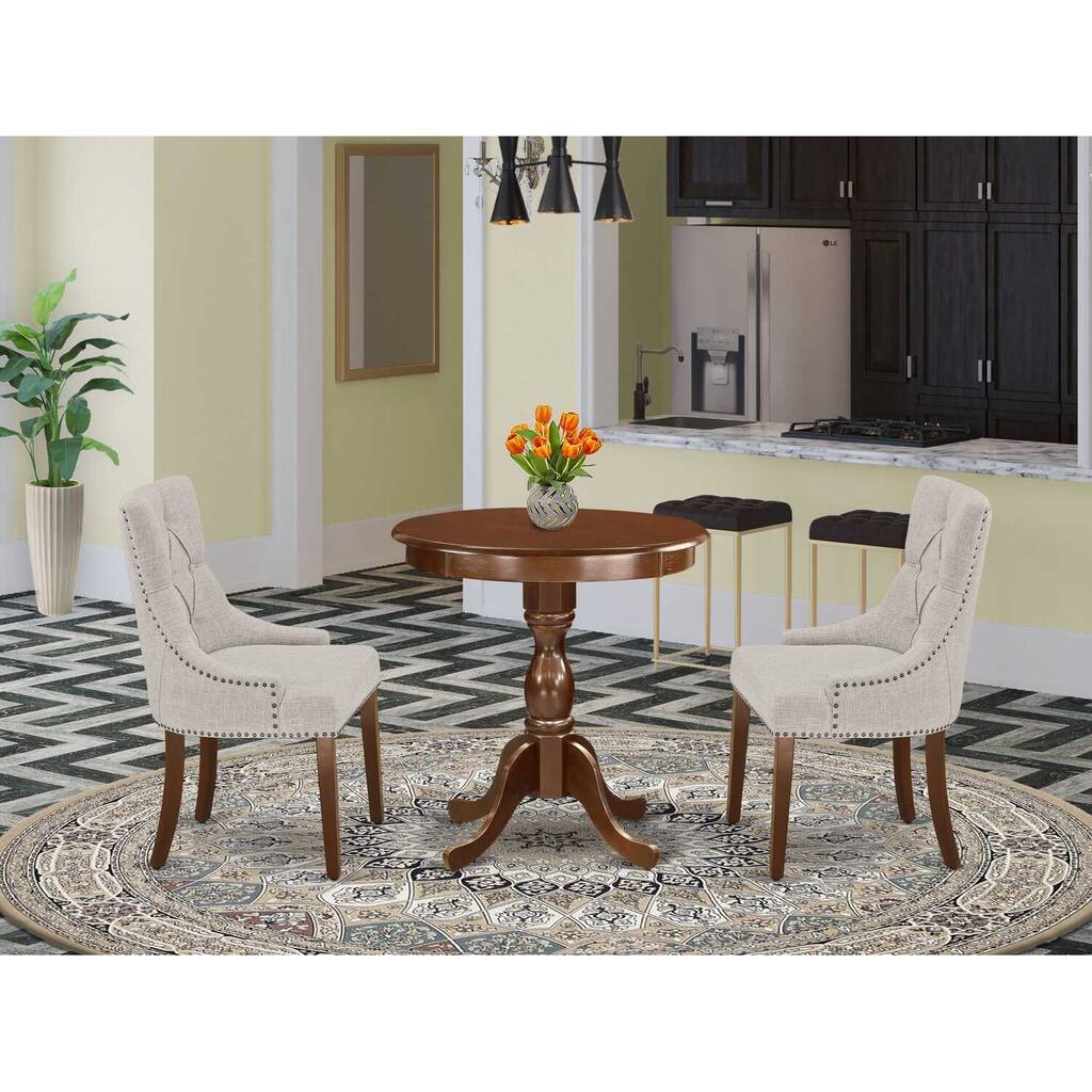 3-Piece Mahogany Finish Solid Wood Top - Dining Room Set - Seats 4