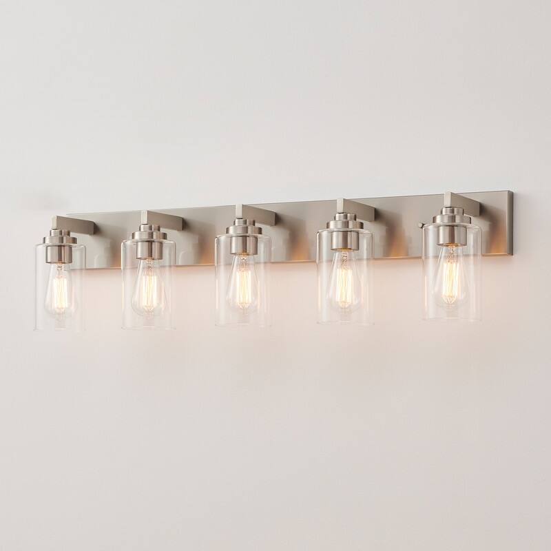 KAWOTI 5-Light Bathroom Vanity Light with Clear Glass Shade