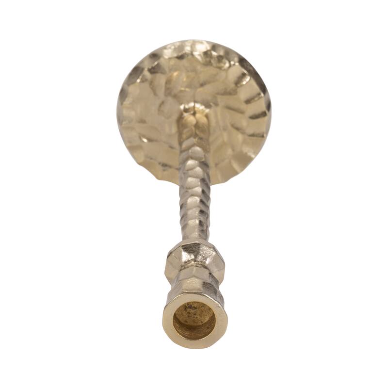 Hammered Taper Candle Holder Contemporary Glam Metal Metallic Gold Candle Holder for Home, Office or Event Table