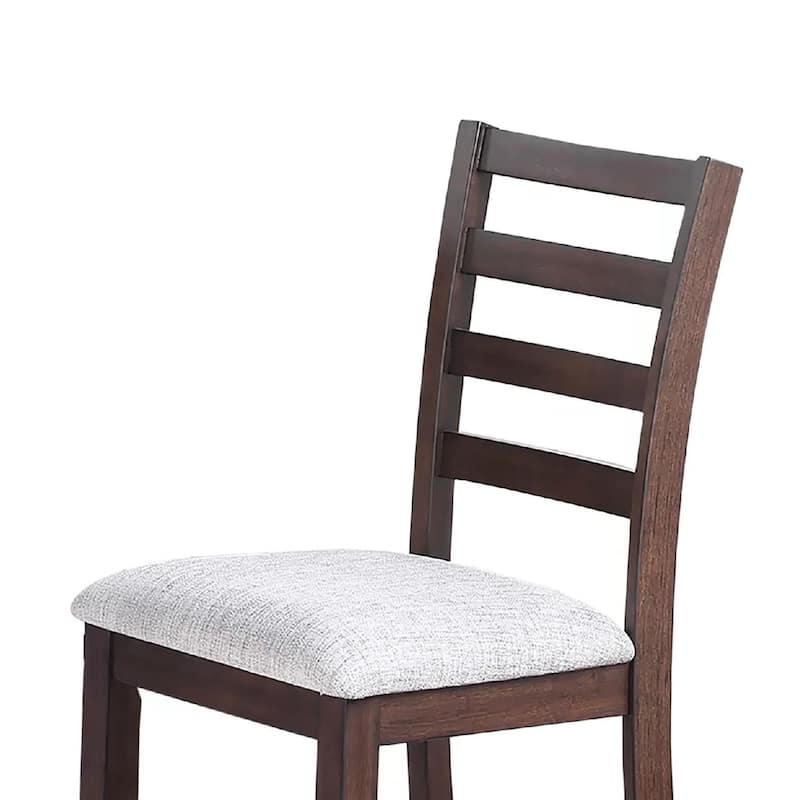 Rosanna Counter Height Chairs, Set of 2, White Fabric Foam Seat, Walnut Brown Wood