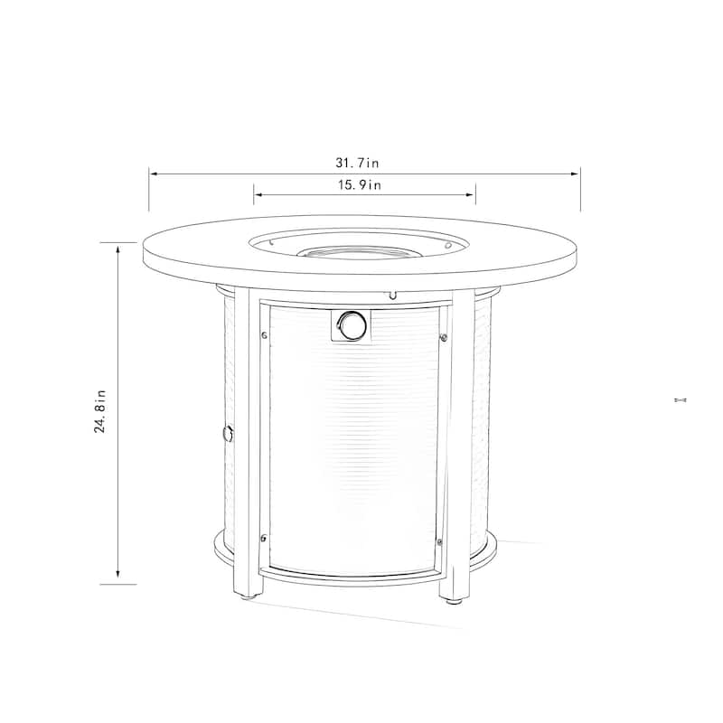 32" Propane Gas Fire Pit Table 50000 BTU Round Steel Fire Pit
