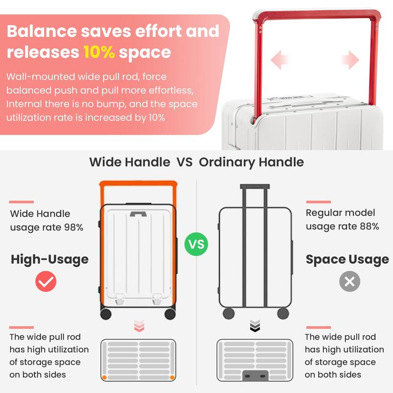 Aluminum Frame 20 Inch with Front Open Carry-on Luggage