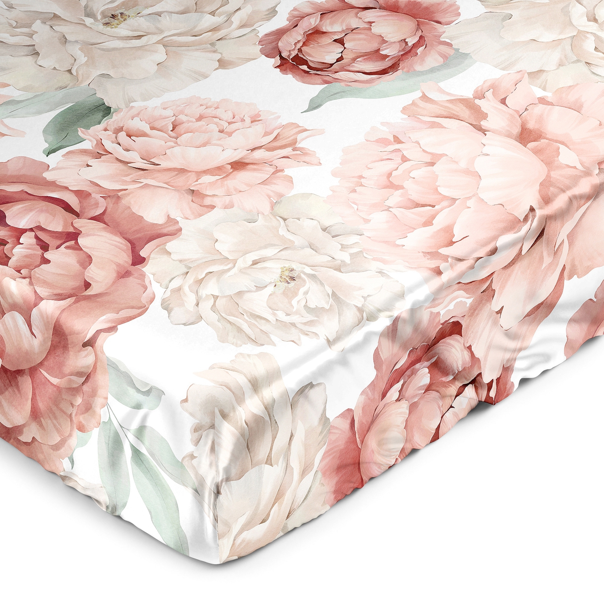 Sweet Jojo Designs Blush Pink Boho Shabby Chic Floral Girl Satin Fitted Crib Sheet Off White Ivory Bohemian Vintage Watercolor