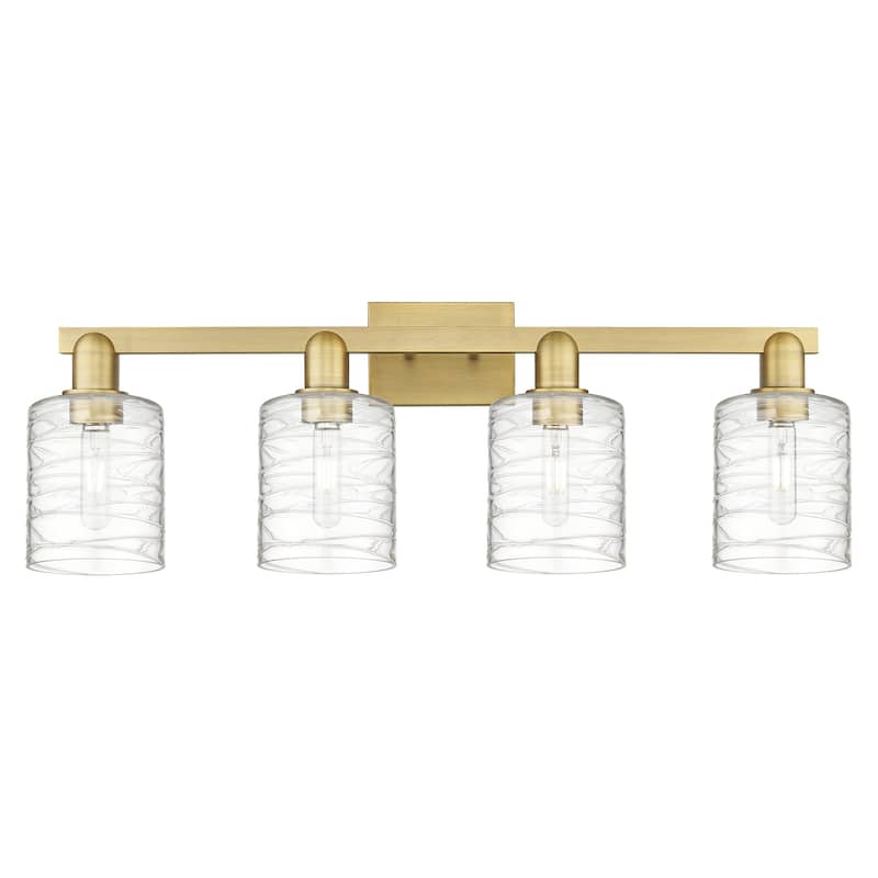 Innovations Lighting 716-4W-11-32 Cobbleskill Vanity Cobbleskill 4 - Brushed Brass / Deco Swirl