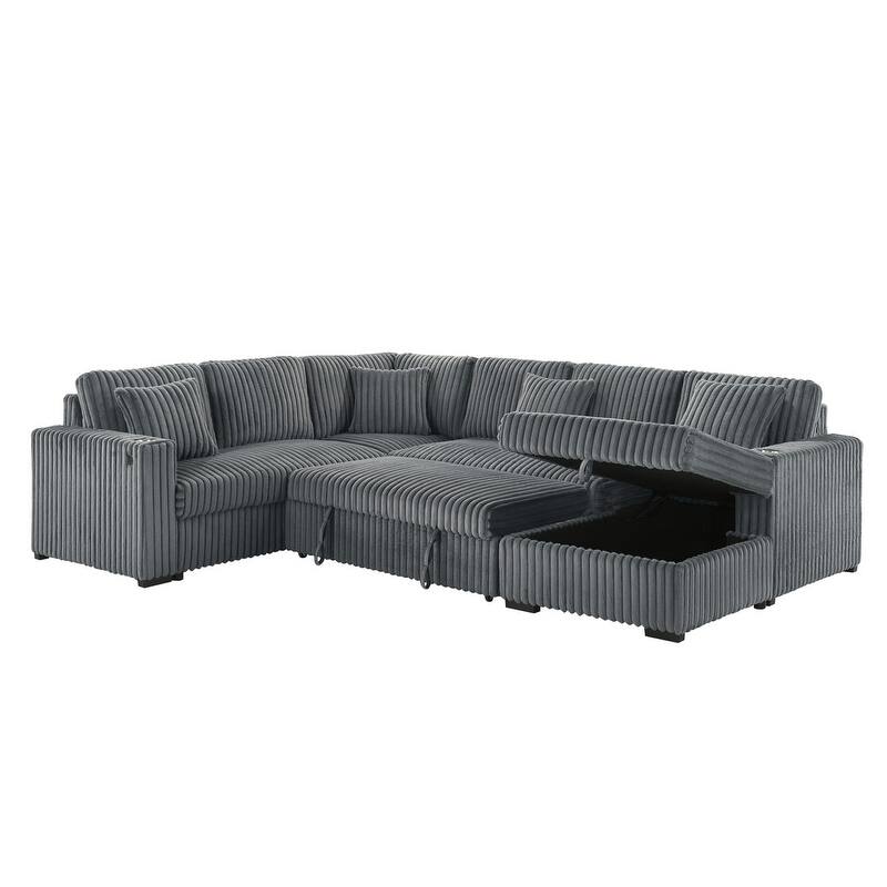 Best Quality Furniture 3-Piece Sectional with Storage Chaise