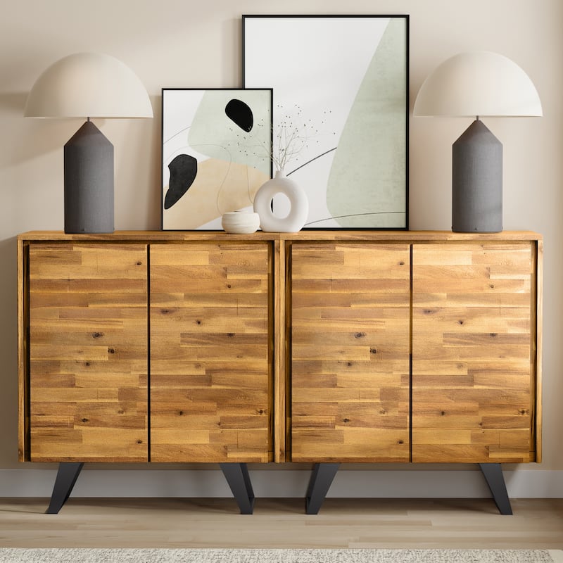 WYNDENHALL Mitchell 39 inch Storage Cabinet (Set of 2) - 39"W x 17" D x 42"H - Distressed Golden Wheat