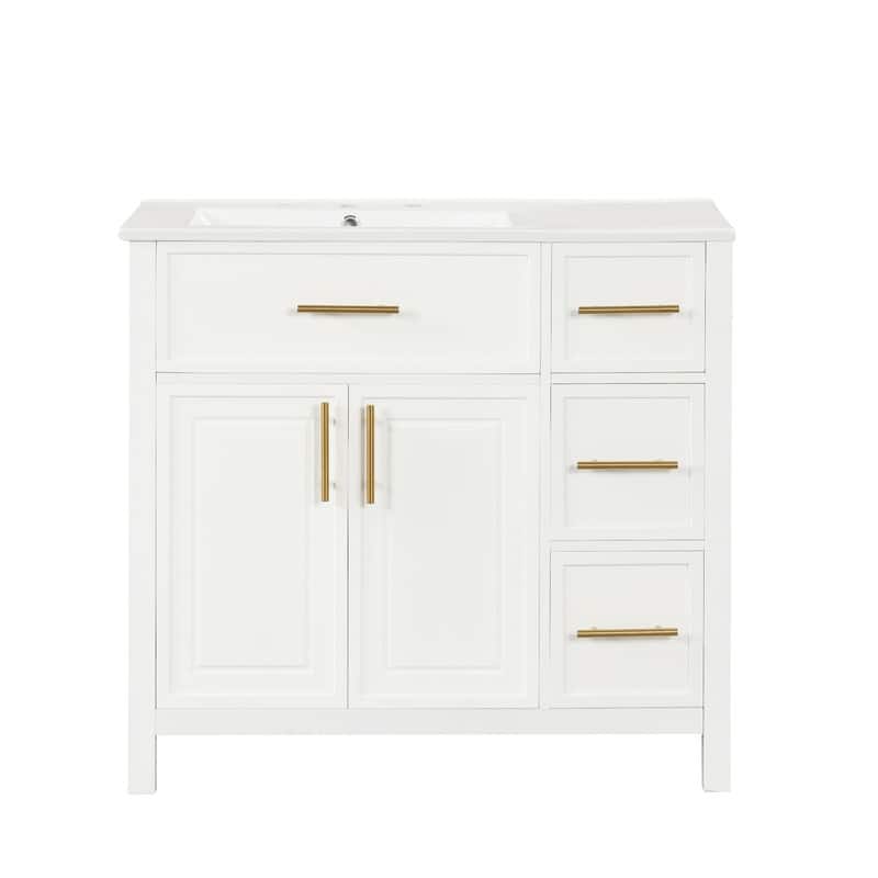 36" Modern Bathroom Vanity Set with Ceramic Sink, Storage Cabinet & Drawers