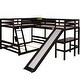 preview thumbnail 8 of 7, Espresso Twin over Full Solid Pine Wood Bunk Bed with Twin Loft Bed, Built-in Desk, Slide