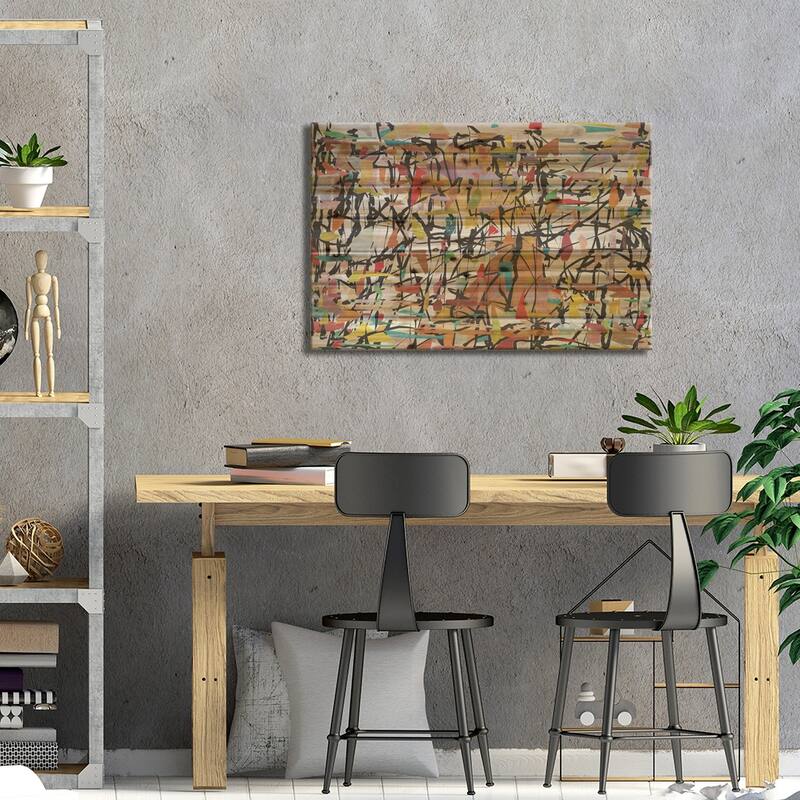 Pollock Wink XXV Print On Wood by Angel Estevez - Multi-Color