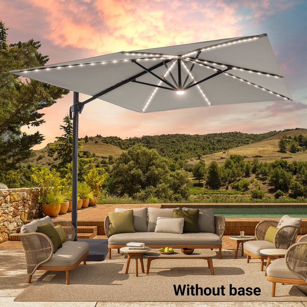 BONOSUKI 11.5x9FT LED Cantilever Patio Umbrella with 360 Rotation