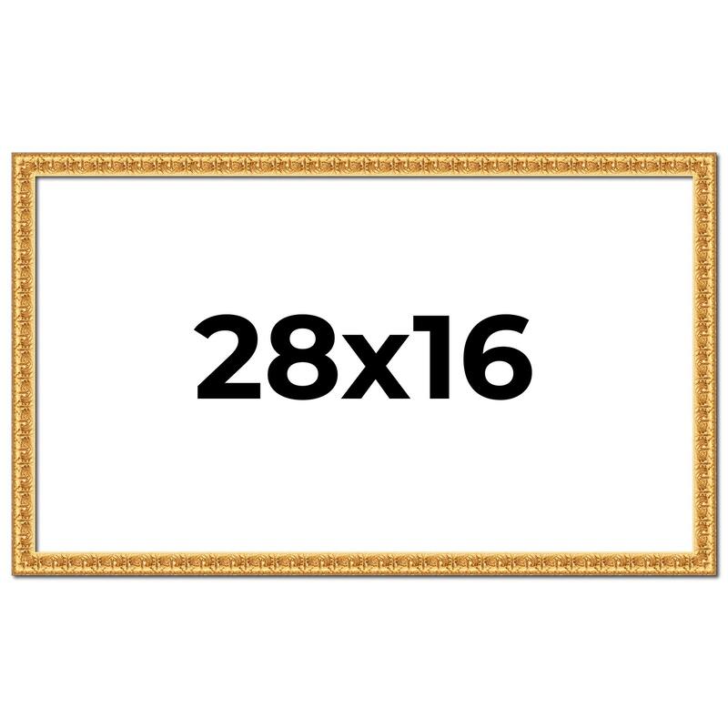 28x16 Frame Gold Real Wood Picture Frame Width 1 inches | Interior